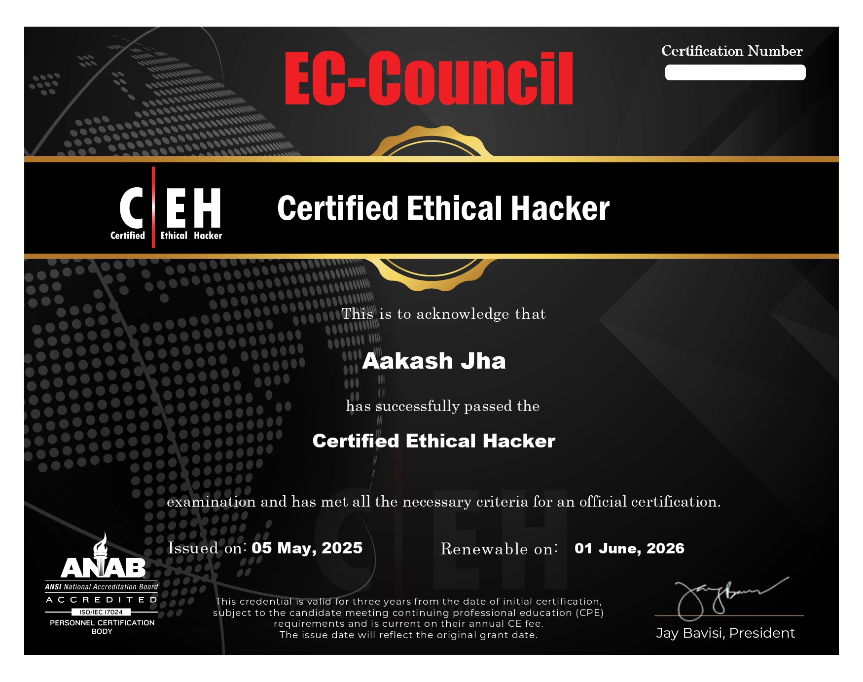 CEH Certificate